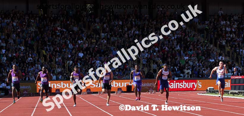 Mens 100 metres final, IAAF Diamond League, Birmingham. Photo: David T. Hewitson/Sports for All Pics